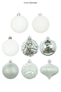 The White & Silver Bauble 60pc Base Set -Hot Sale Christmas decorations store 5.5cm 3 1