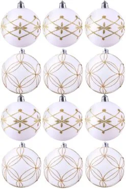 Hand Painted Shatterproof Bauble Design 5 (12 Pack)