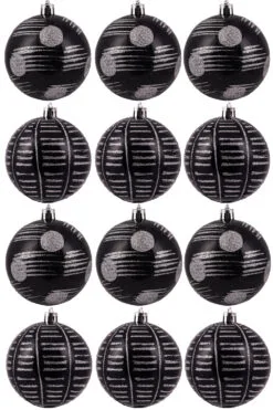 Hand Painted Shatterproof Bauble Design 6 (12 Pack)