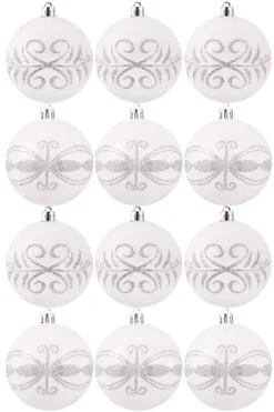 Hand Painted Shatterproof Bauble Design 7 (9-12 Pack)