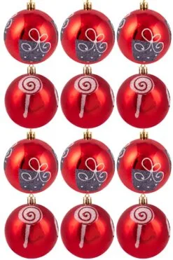 Hand Painted Shatterproof Bauble Design 8 (9-12 Pack)