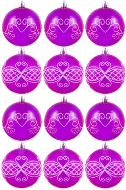 Hand Painted Shatterproof Bauble Design 1 (12 Pack)