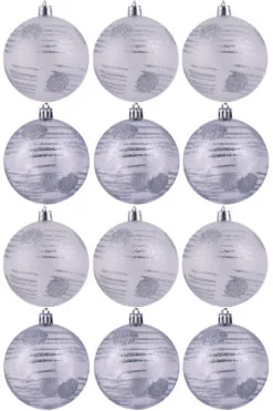 Hand Painted Shatterproof Bauble Design 13 (12 Pack)