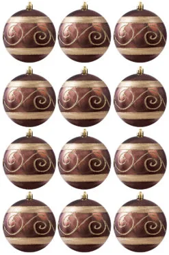 Hand Painted Shatterproof Bauble Design 25 (9-12 Pack)