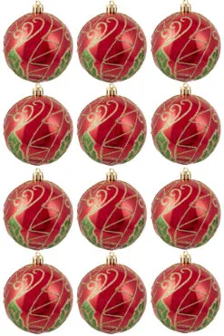 Hand Painted Shatterproof Bauble Design 31 (12 Pack)