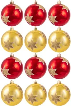 Hand Painted Shatterproof Bauble Design 32 (12 Pack)