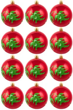 Hand Painted Shatterproof Bauble Design 33 (12 Pack)