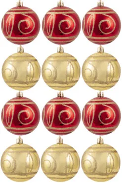Hand Painted Shatterproof Bauble Design 34 (12 Pack)