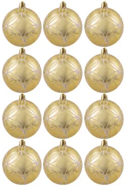 Hand Painted Shatterproof Bauble Design 35 (12 Pack)