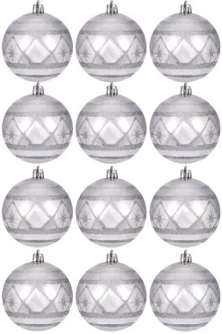 Hand Painted Shatterproof Bauble Design 37 (12 Pack)