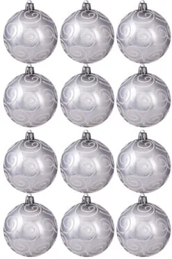 Hand Painted Shatterproof Bauble Design 38 (12 Pack)