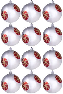 Hand Painted Shatterproof Bauble Design 39 (12 Pack)