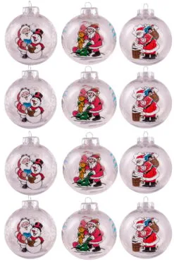 Hand Painted Shatterproof Bauble Design 40 (9-12 Pack)
