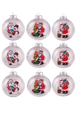 10cm Hand Painted Shatterproof Bauble Design 40 (9 Pack)