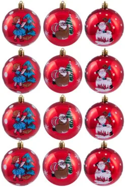 Hand Painted Shatterproof Bauble Design 41 (12 Pack)