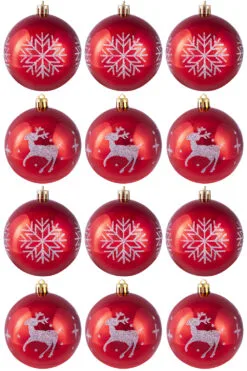 Hand Painted Shatterproof Bauble Design 9 (9-12 Pack)