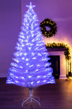 Hot Sale Christmas decorations store 15 The White Blue Ripple Effect Fibre Optic Tree (4ft To 7ft)