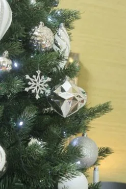 The 212pc White & Silver Full Heavy Coverage Bauble Set (8ft Trees) -Hot Sale Christmas decorations store close up 4 7